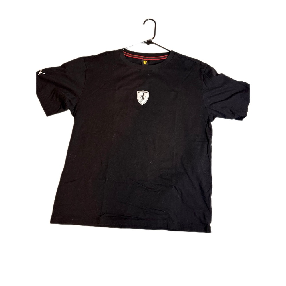 Puma Ferrari T-Shirt Large Scuderia Logo on back Black Cotton Mens Size‎ L